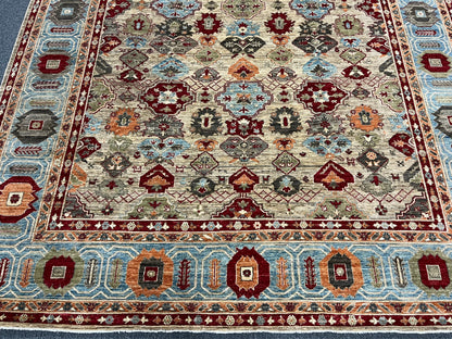 9X12 Mina khani Light Blue Handmade Wool Rug # 14671