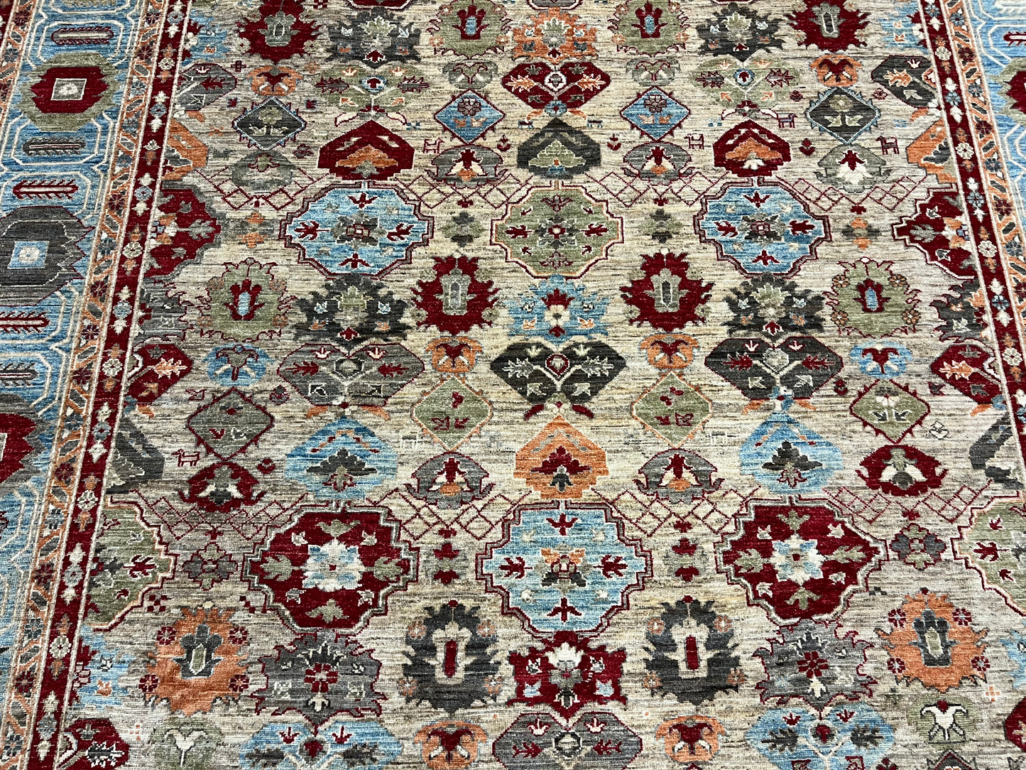 9X12 Mina khani Light Blue Handmade Wool Rug # 14671