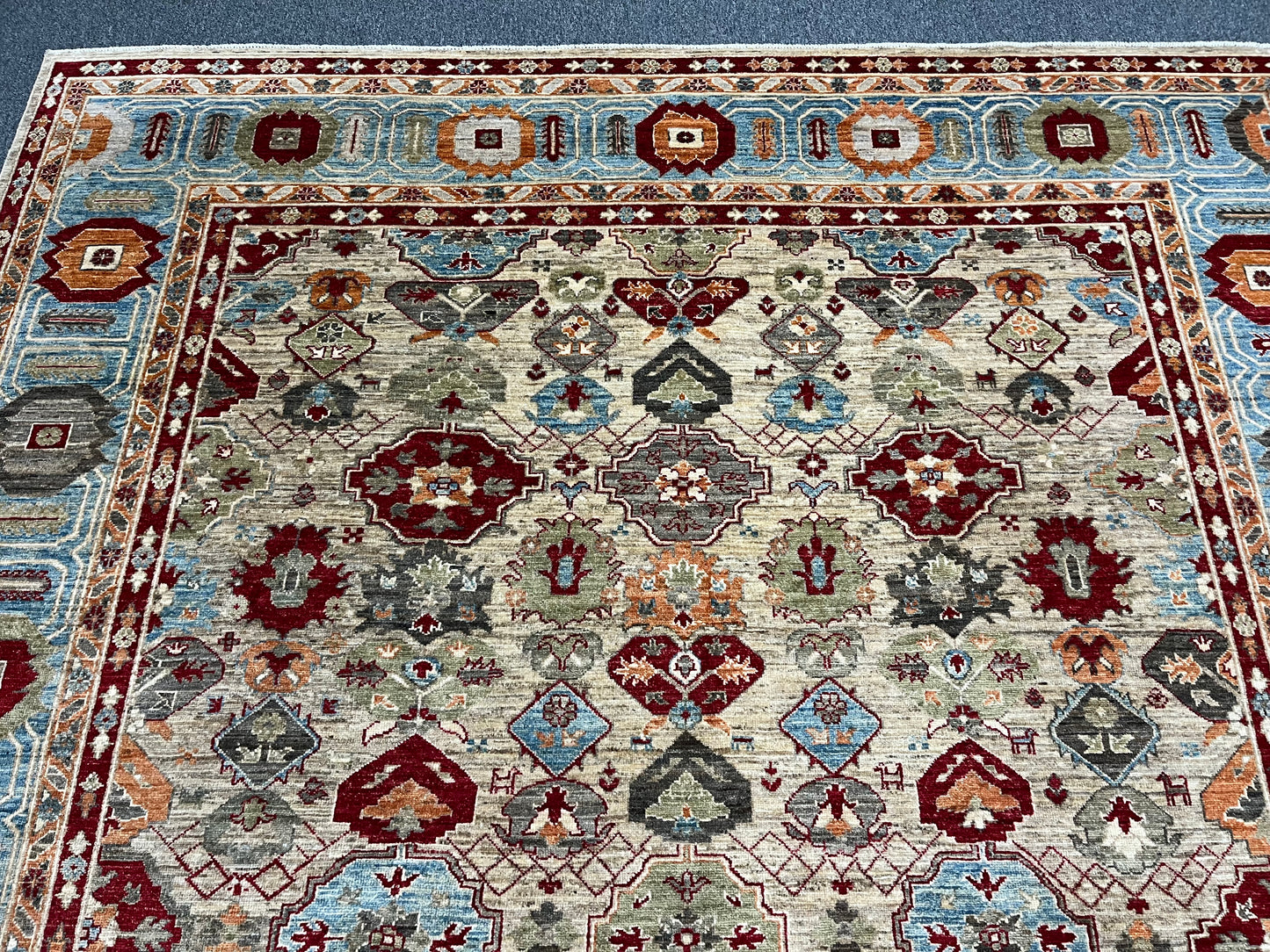 9X12 Mina khani Light Blue Handmade Wool Rug # 14671