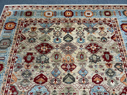 9X12 Mina khani Light Blue Handmade Wool Rug # 14671