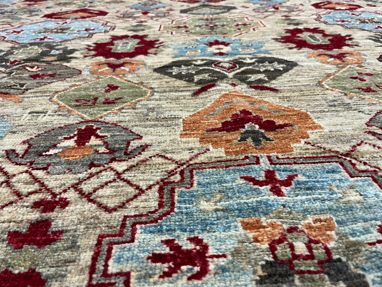 9X12 Mina khani Light Blue Handmade Wool Rug # 14671