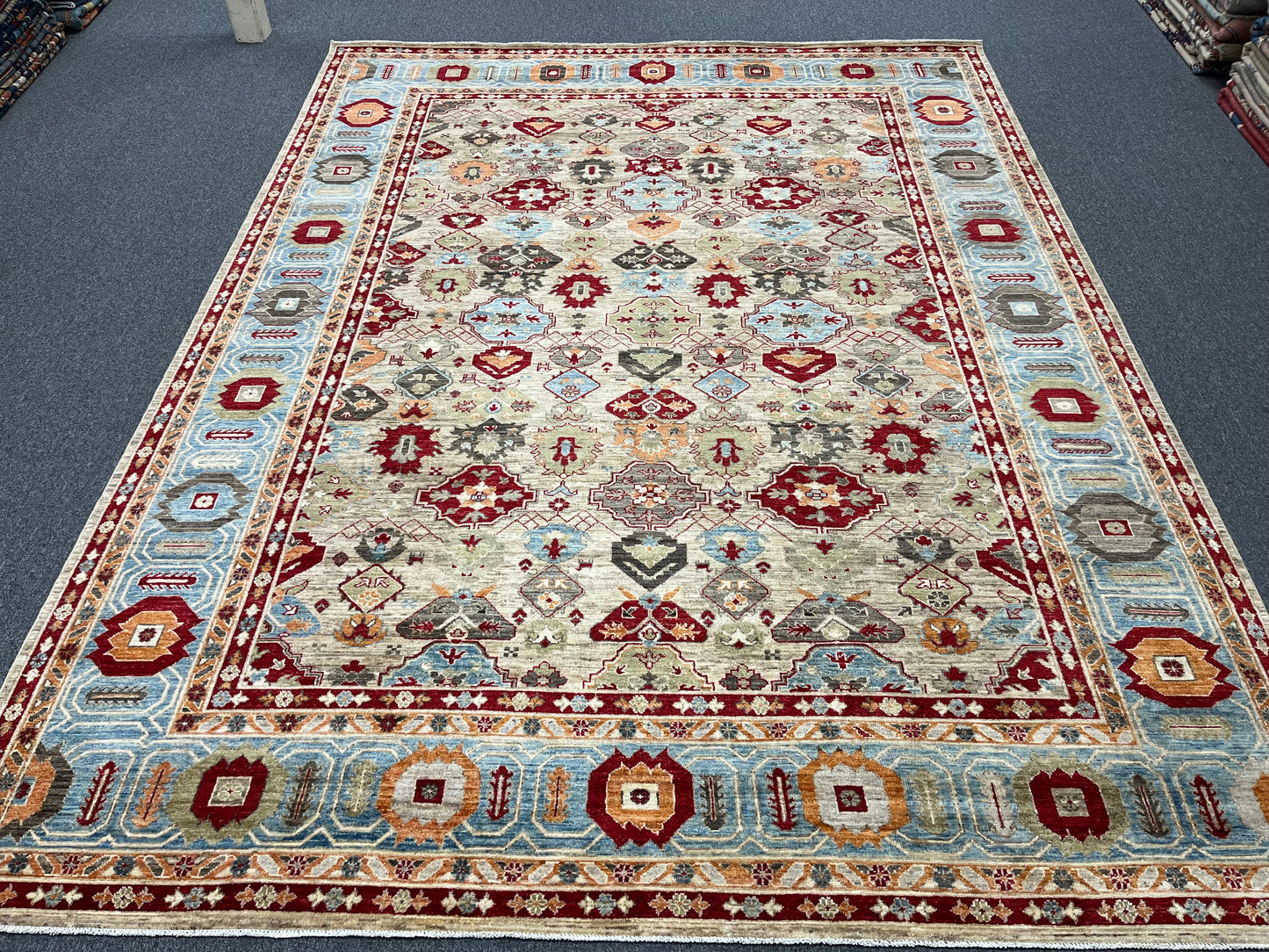 9X12 Mina khani Light Blue Handmade Wool Rug # 14671