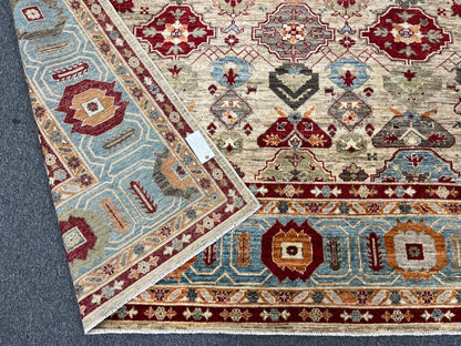 9X12 Mina khani Light Blue Handmade Wool Rug # 14671