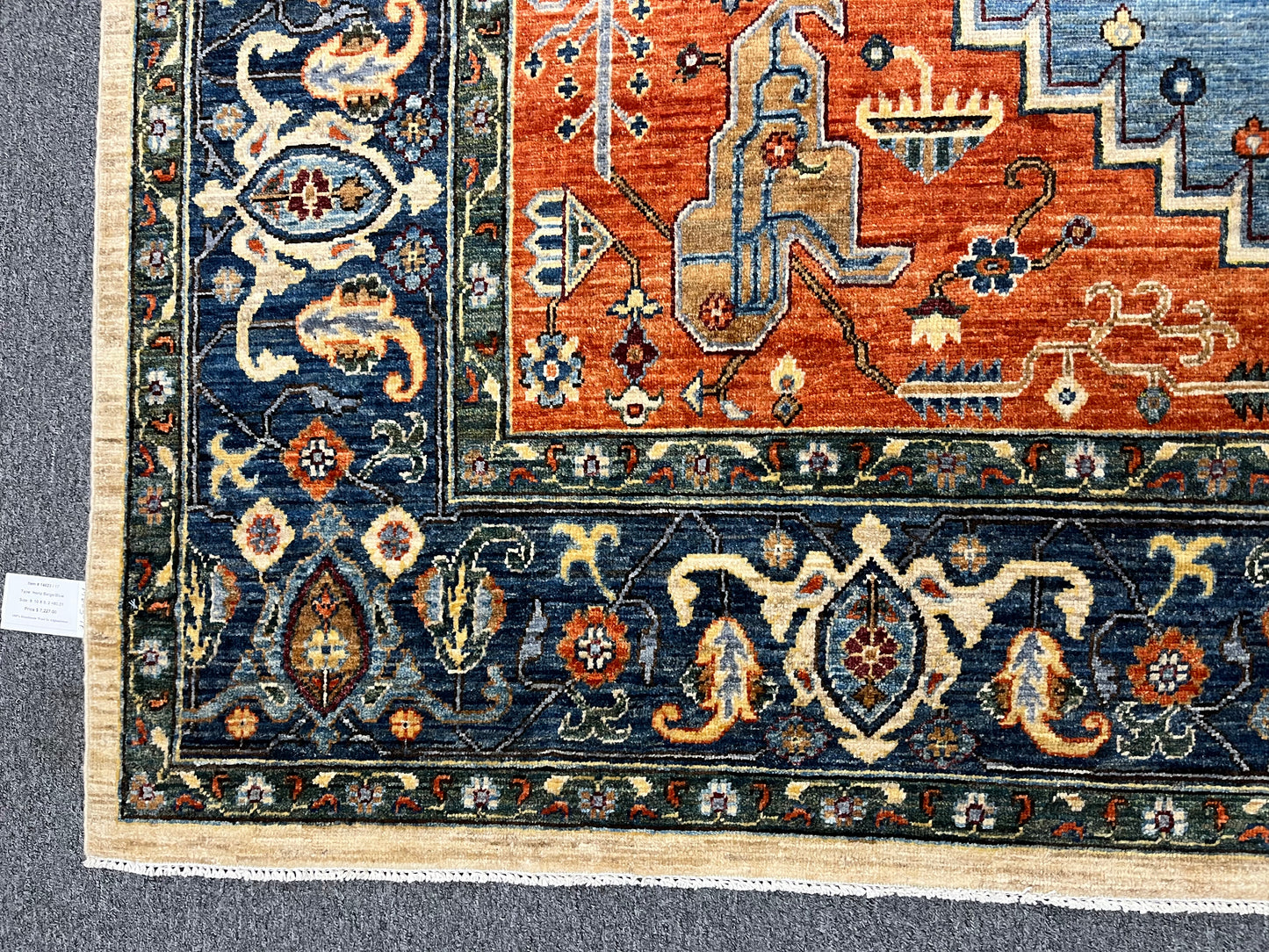 8X10 Afghan Heriz Red/Navy Handmade Wool Rug # 14623