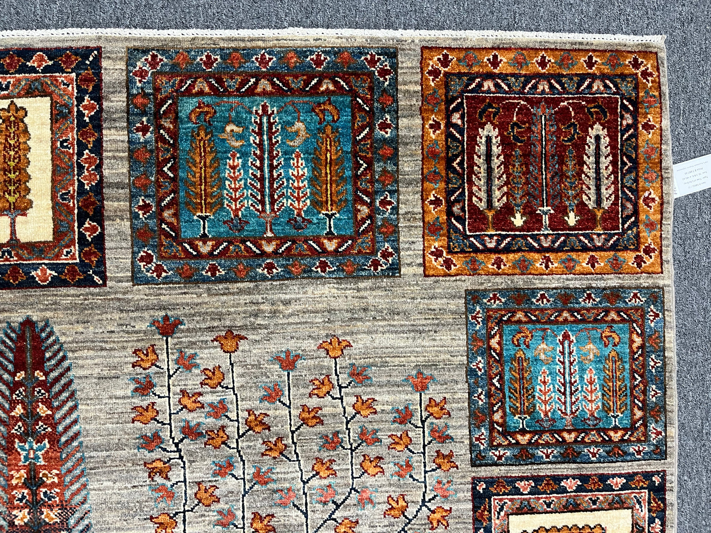 8X10 Afghan Tree of Life Silver Handmade Wool Rug # 14622