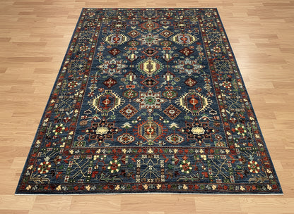 9X12 Afghan Karaja Light Blue Handmade Wool Rug # 14611