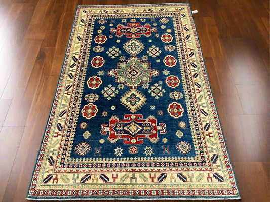 5X8 Kazak Light Blue Handmade Wool Rug # 13719