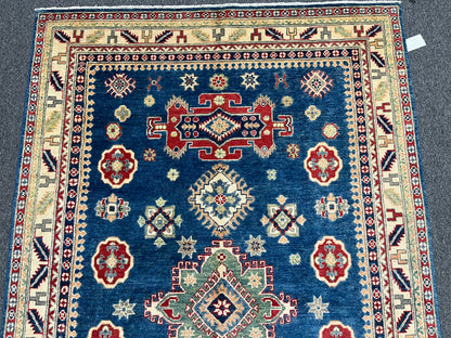 5X8 Kazak Light Blue Handmade Wool Rug # 13719