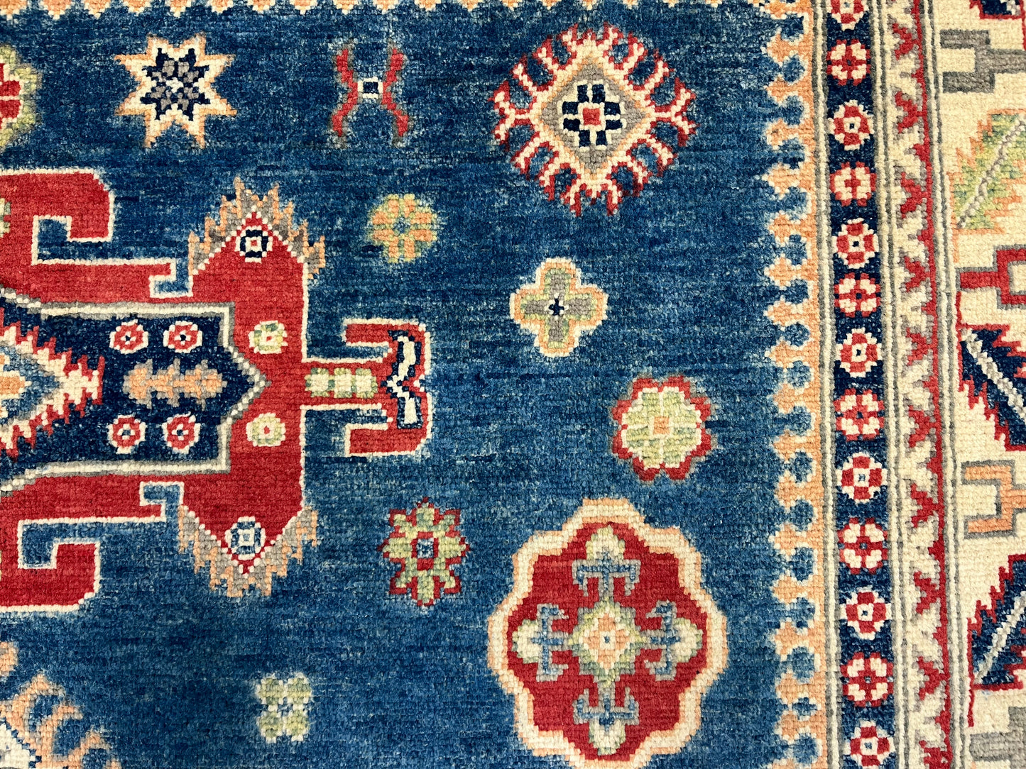 5X8 Kazak Light Blue Handmade Wool Rug # 13719
