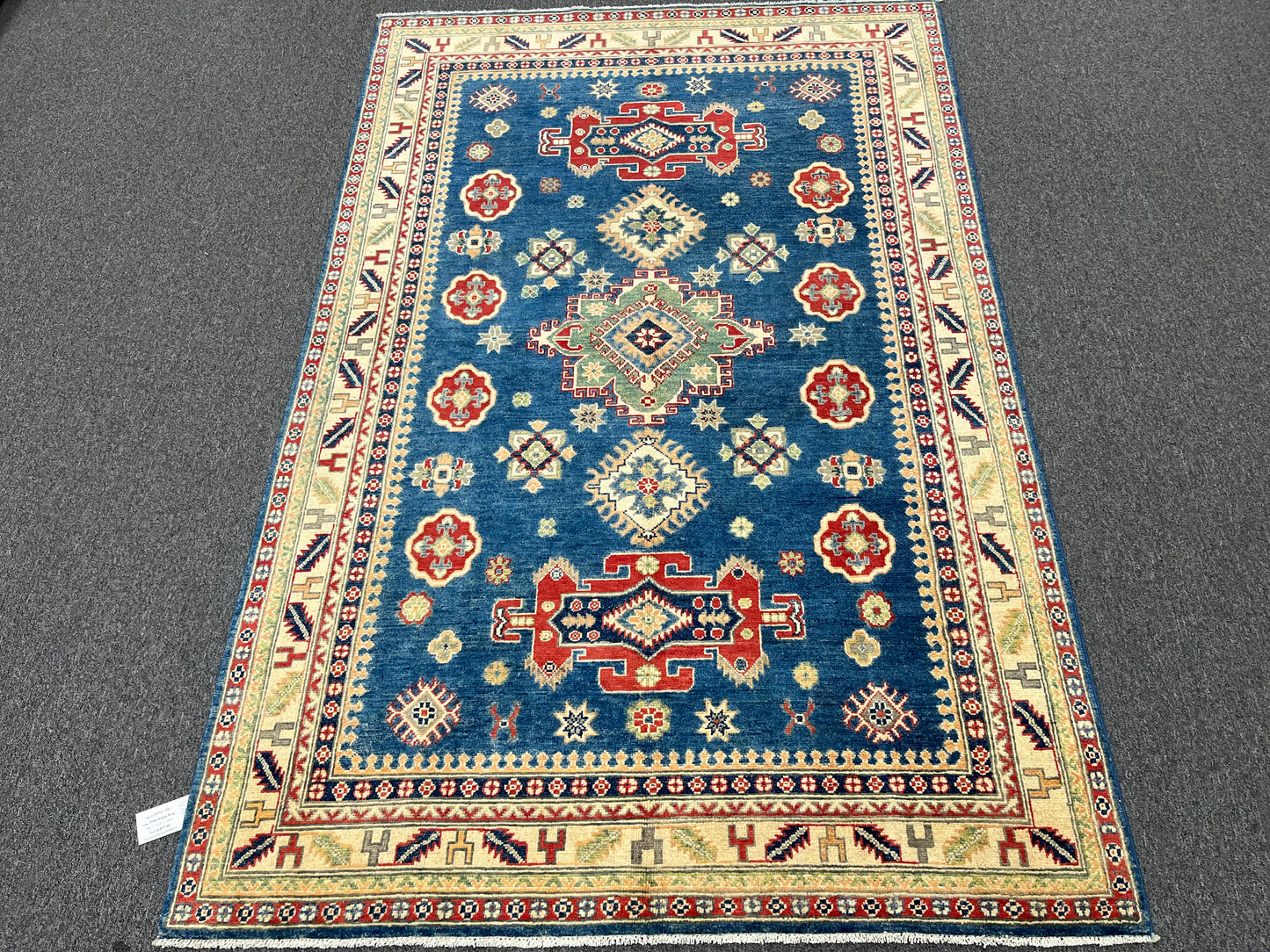5X8 Kazak Light Blue Handmade Wool Rug # 13719