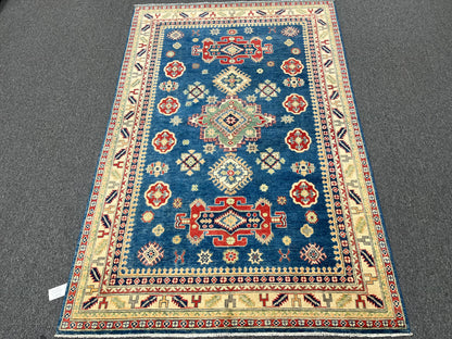 5X8 Kazak Light Blue Handmade Wool Rug # 13719
