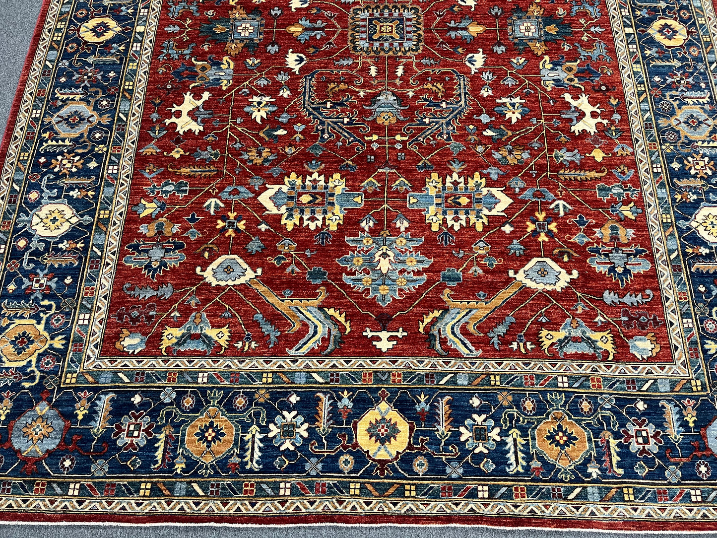 9X12 Afghan Serapi Light Blue Handmade Wool Rug # 14663