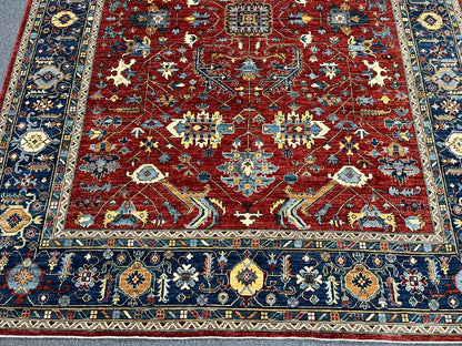 9X12 Afghan Serapi Light Blue Handmade Wool Rug # 14663