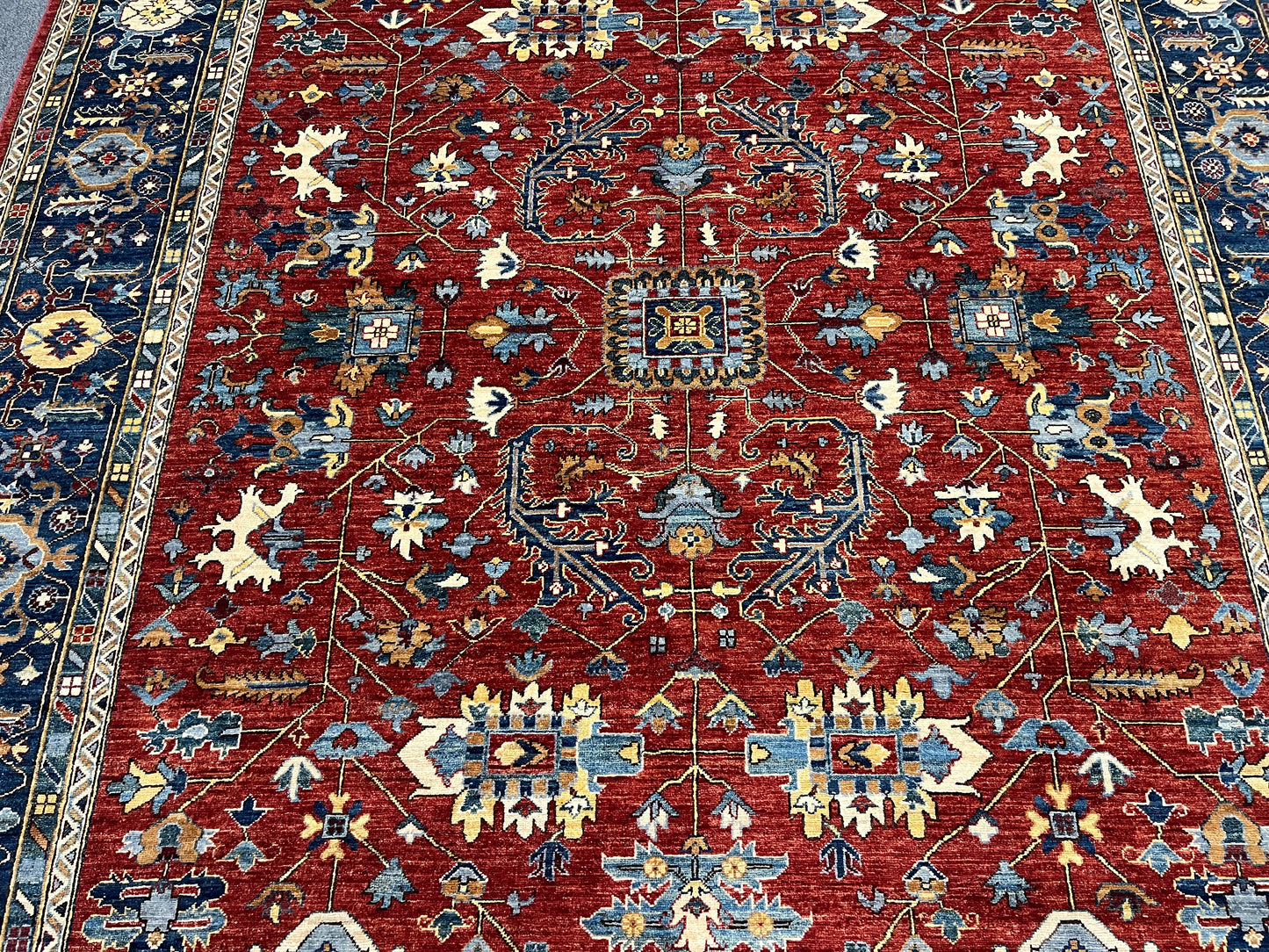 9X12 Afghan Serapi Light Blue Handmade Wool Rug # 14663