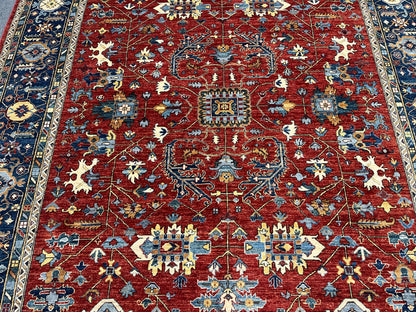 9X12 Afghan Serapi Light Blue Handmade Wool Rug # 14663