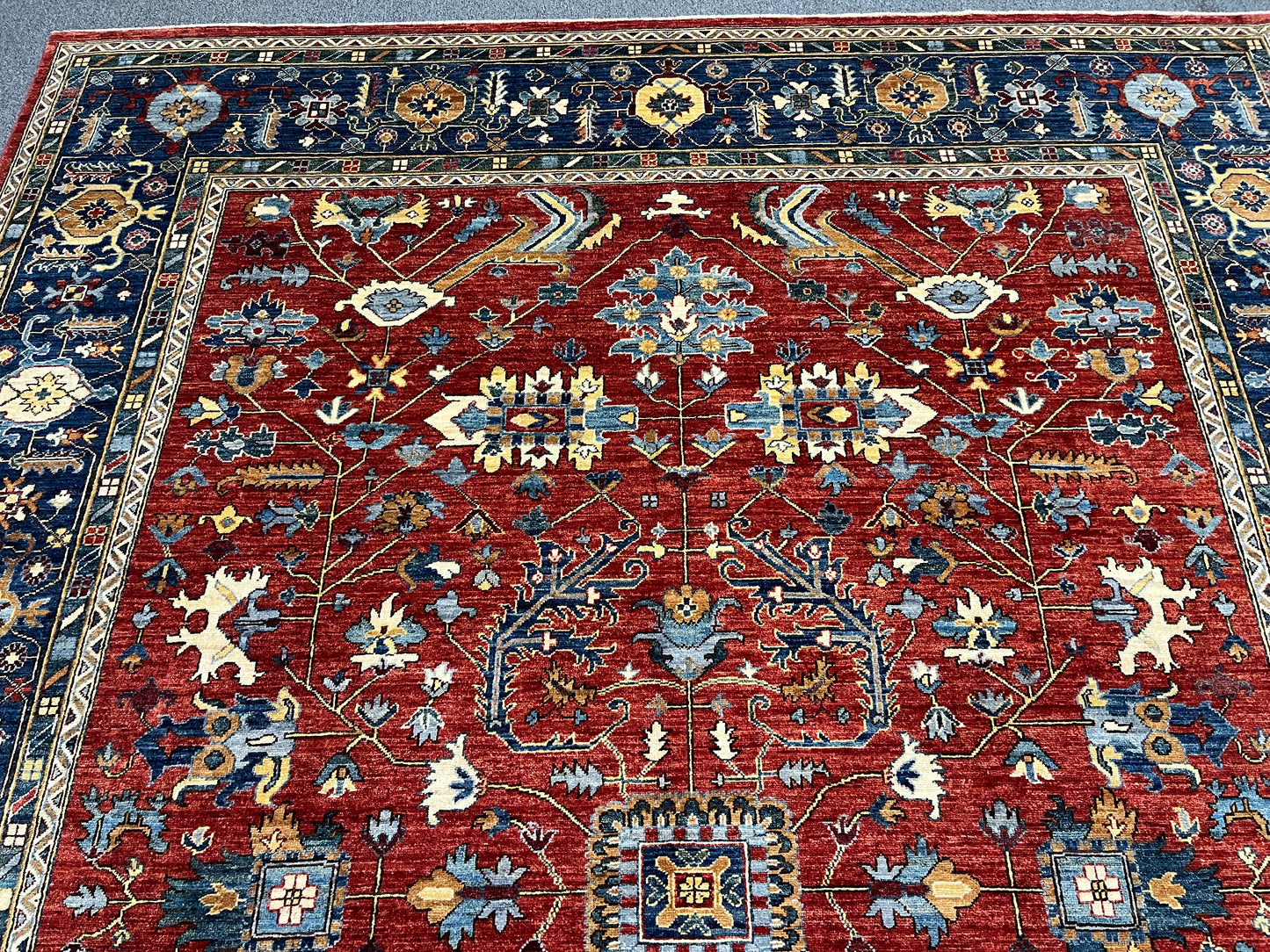9X12 Afghan Serapi Light Blue Handmade Wool Rug # 14663