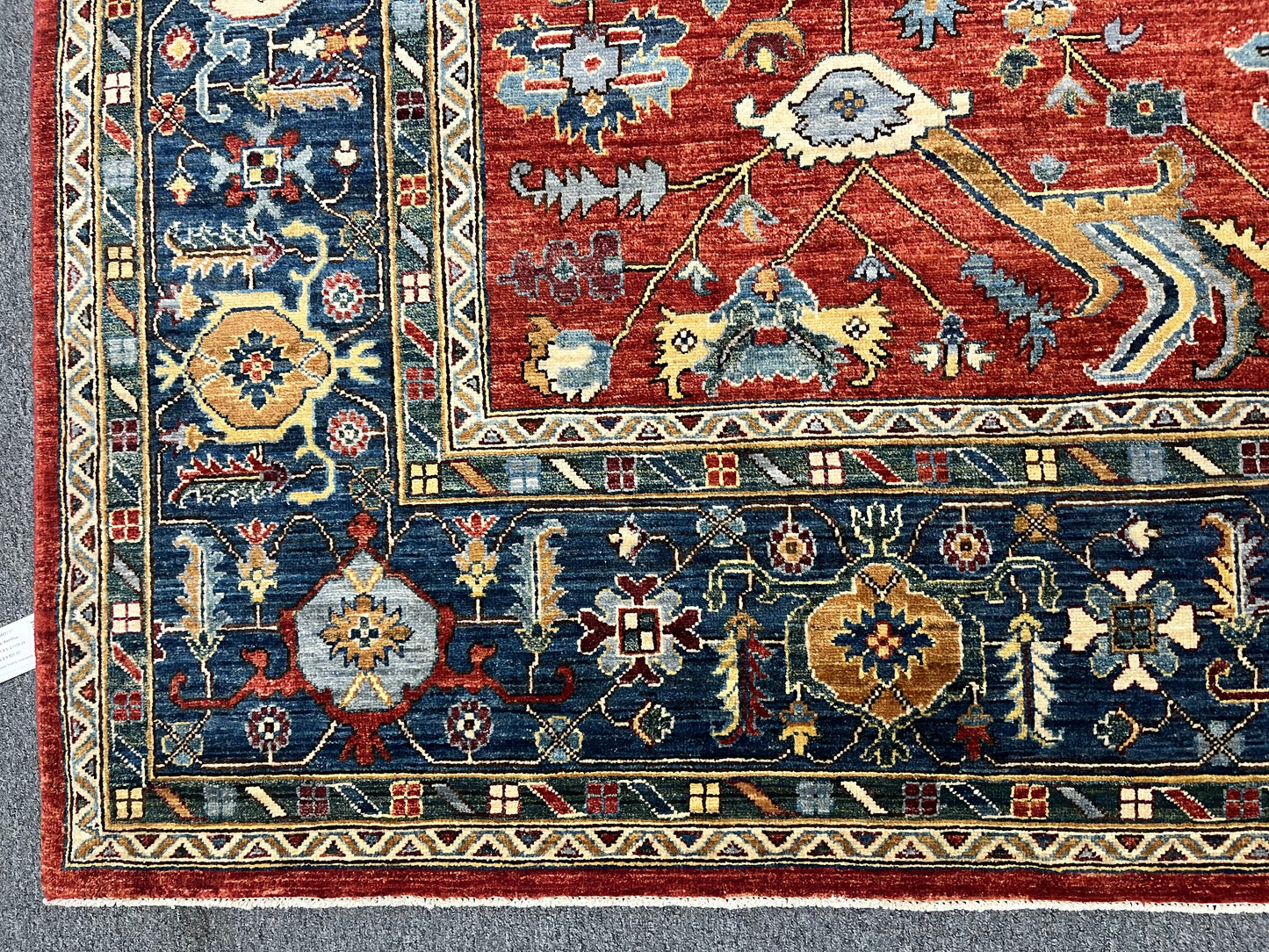 9X12 Afghan Serapi Light Blue Handmade Wool Rug # 14663