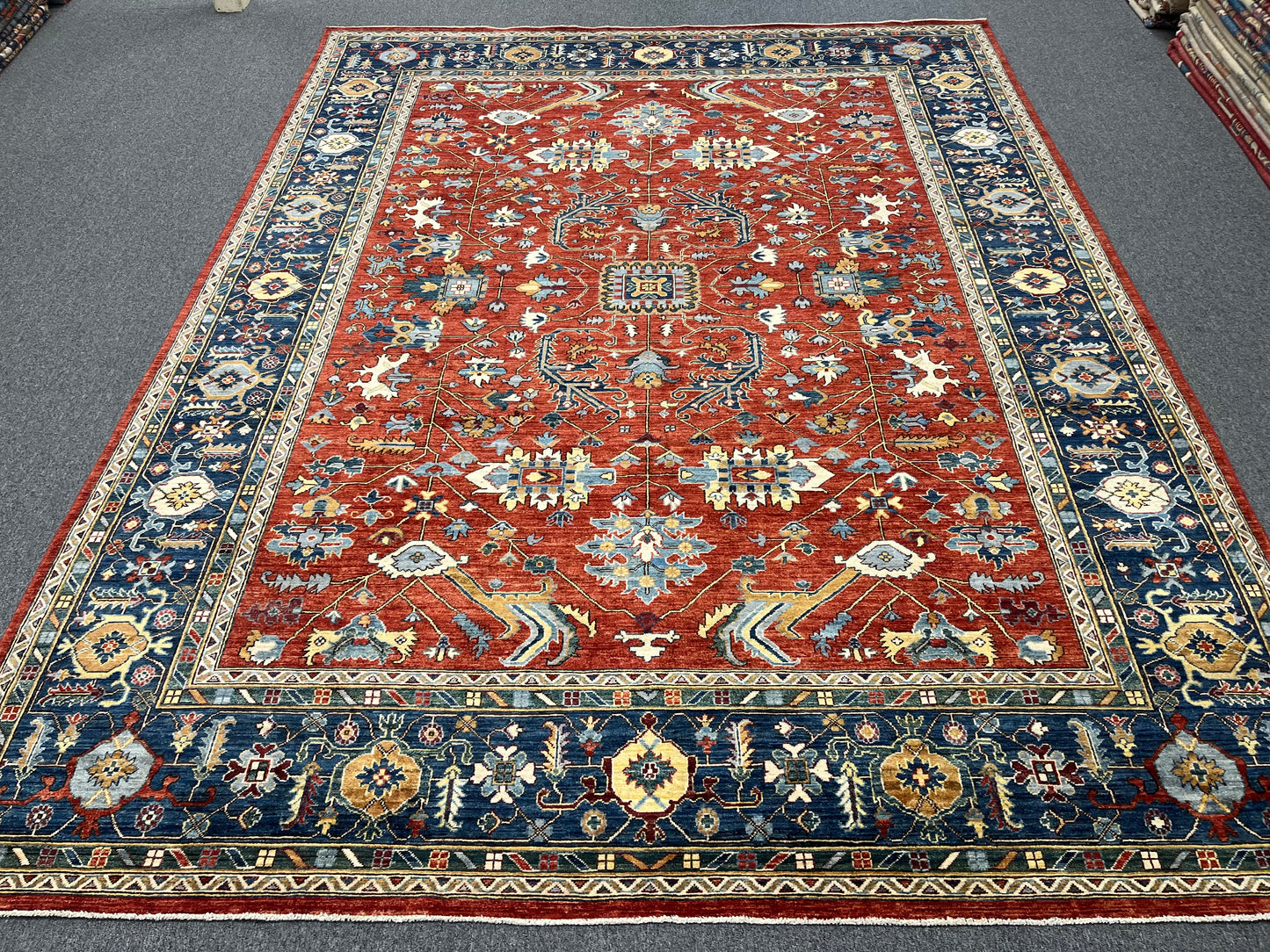 9X12 Afghan Serapi Light Blue Handmade Wool Rug # 14663