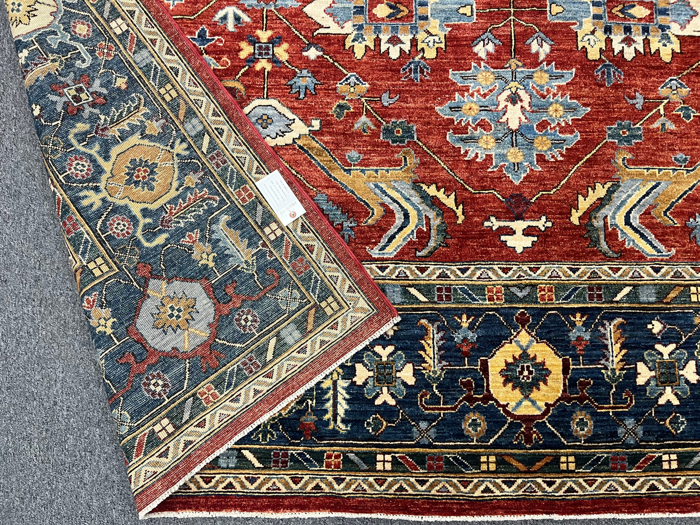 9X12 Afghan Serapi Light Blue Handmade Wool Rug # 14663