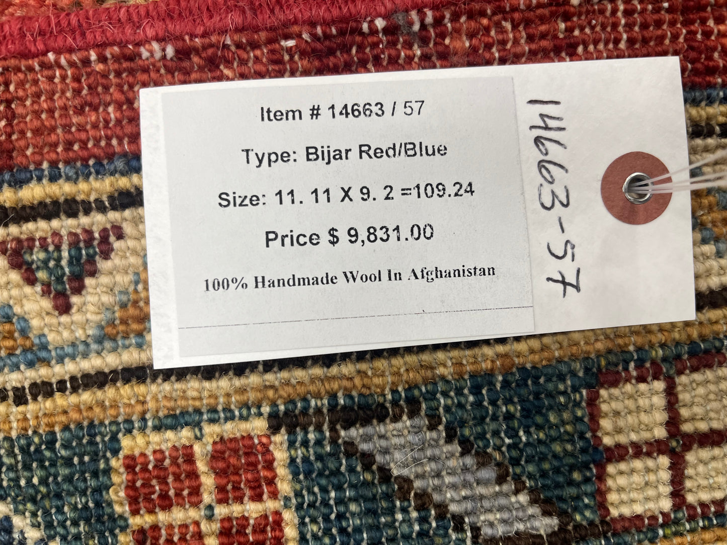 9X12 Afghan Serapi Light Blue Handmade Wool Rug # 14663