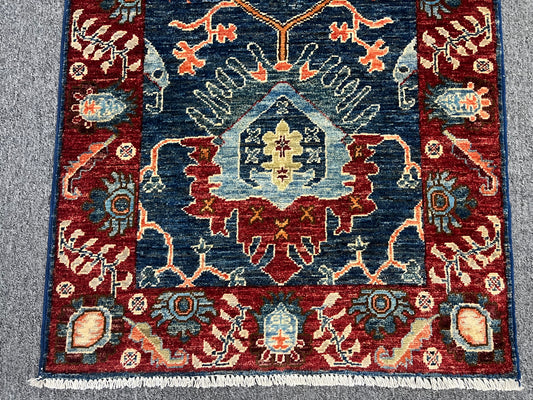 2' 5"X18 Afghan Bijar Handmade Wool Runner Rug # 14197