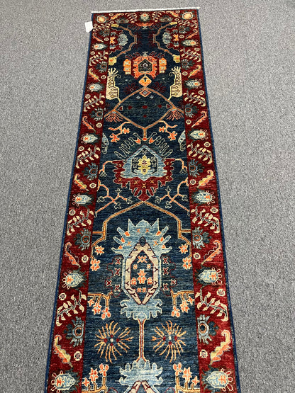 2' 5"X18 Afghan Bijar Handmade Wool Runner Rug # 14197