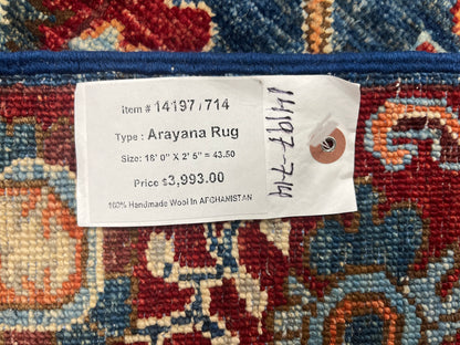 2' 5"X18 Afghan Bijar Handmade Wool Runner Rug # 14197