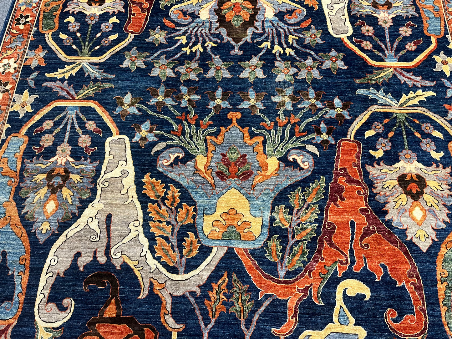 8X10 Afghan Bijer Rust/Blue Handmade Wool Rug # 14657