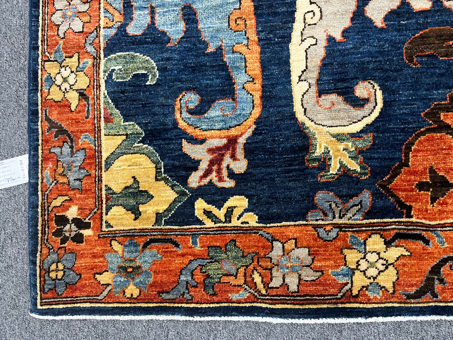 8X10 Afghan Bijer Rust/Blue Handmade Wool Rug # 14657