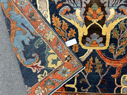 8X10 Afghan Bijer Rust/Blue Handmade Wool Rug # 14657