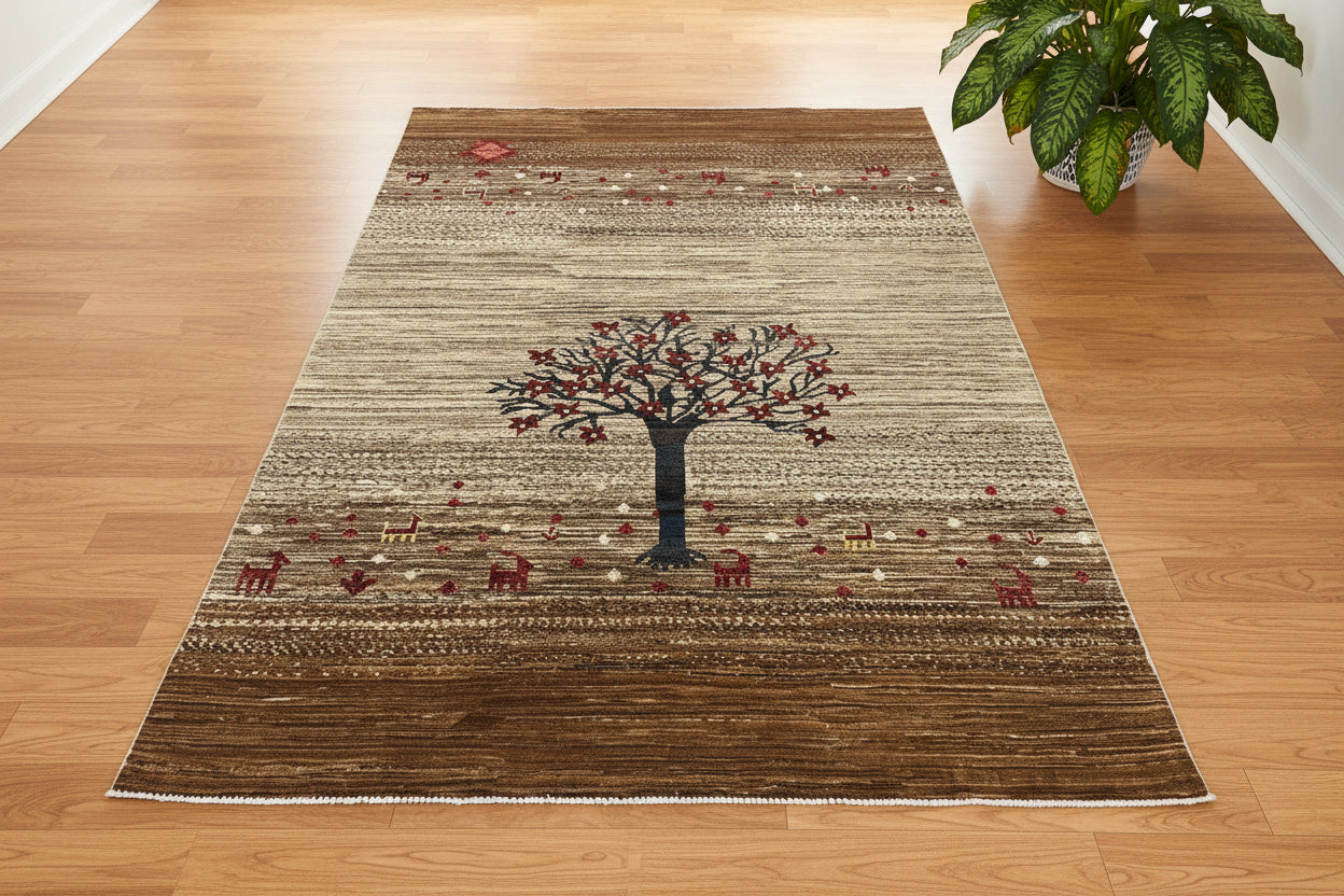 6X8 Gabbeh Loribaft Handmade Wool Tribal Rug # 14432