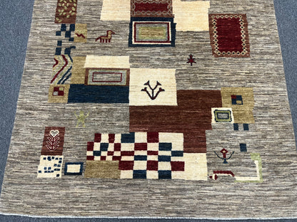 6X8 Gabbeh Loribaft Handmade Wool Tribal Rug # 14434