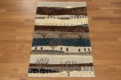 4X6 Gabbeh Loribaft Handmade Wool Tribal Rug # 14369