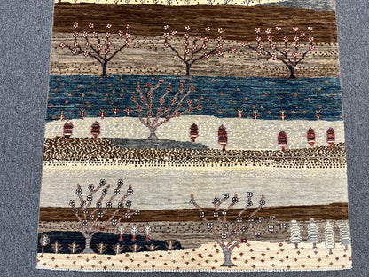 4X6 Gabbeh Loribaft Handmade Wool Tribal Rug # 14369