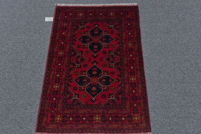 Khal Mohammadi Red Rug 3X4 Handmade Wool Rug # 11997