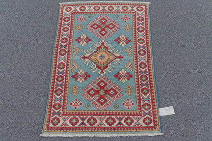 Geometric Kazak Multicolor 3X4 Handmade Wool Rug # 13345