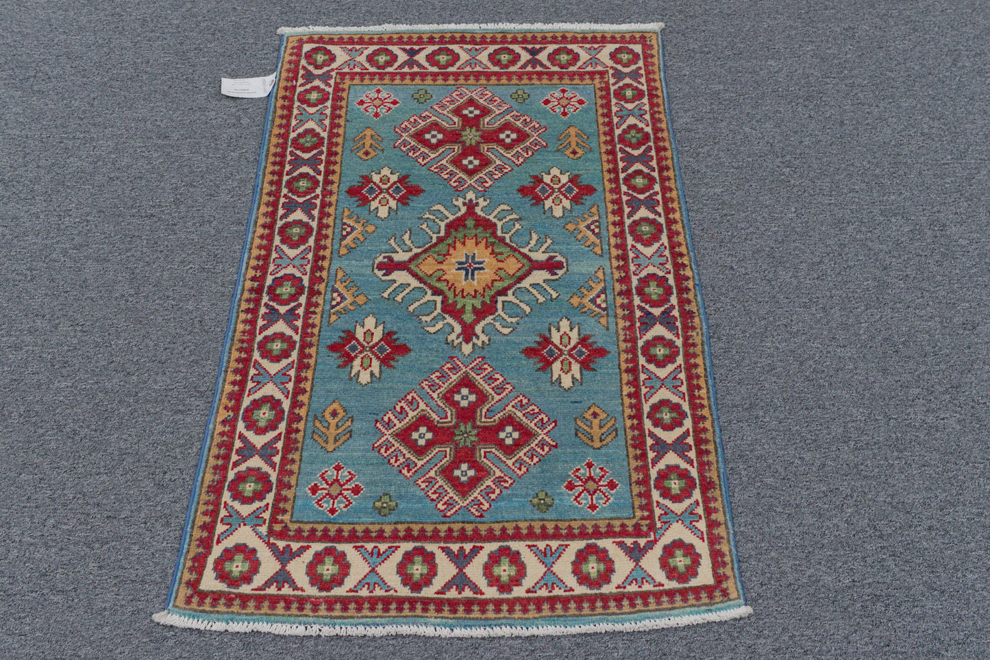 Geometric Kazak Multicolor 3X4 Handmade Wool Rug # 13345