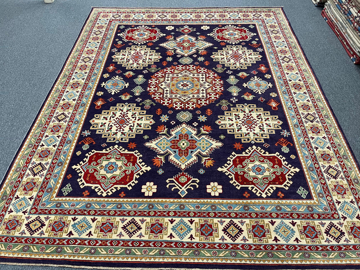 Purple Lavender Kazak 9x12 Hand knotted Wool Rug # 01