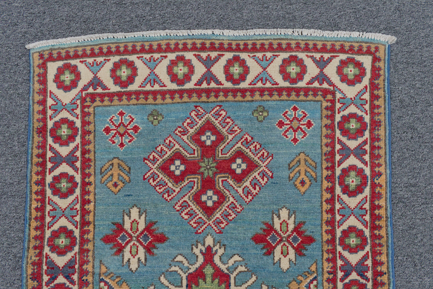 Geometric Kazak Multicolor 3X4 Handmade Wool Rug # 13345