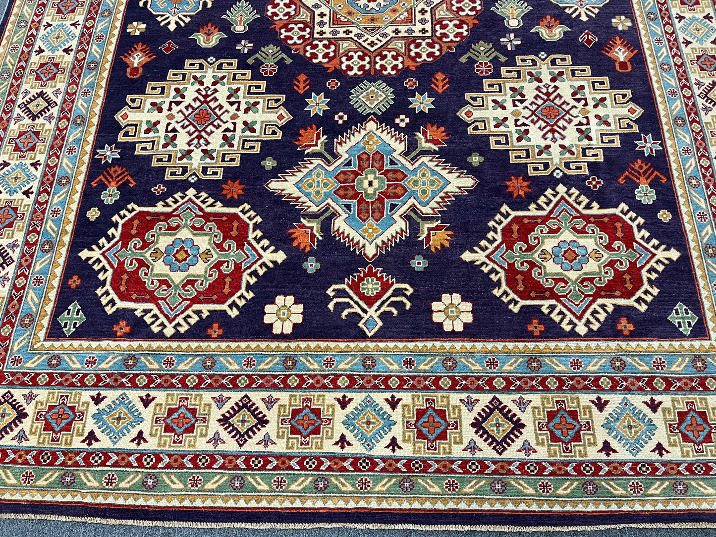 Purple Lavender Kazak 9x12 Hand knotted Wool Rug # 01