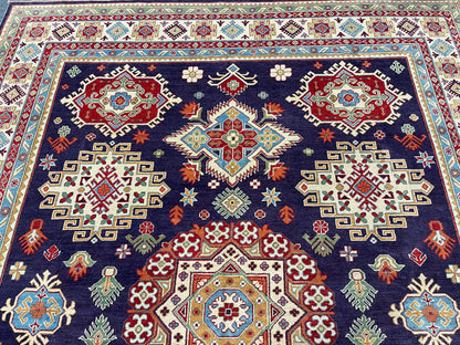 Purple Lavender Kazak 9x12 Hand knotted Wool Rug # 01