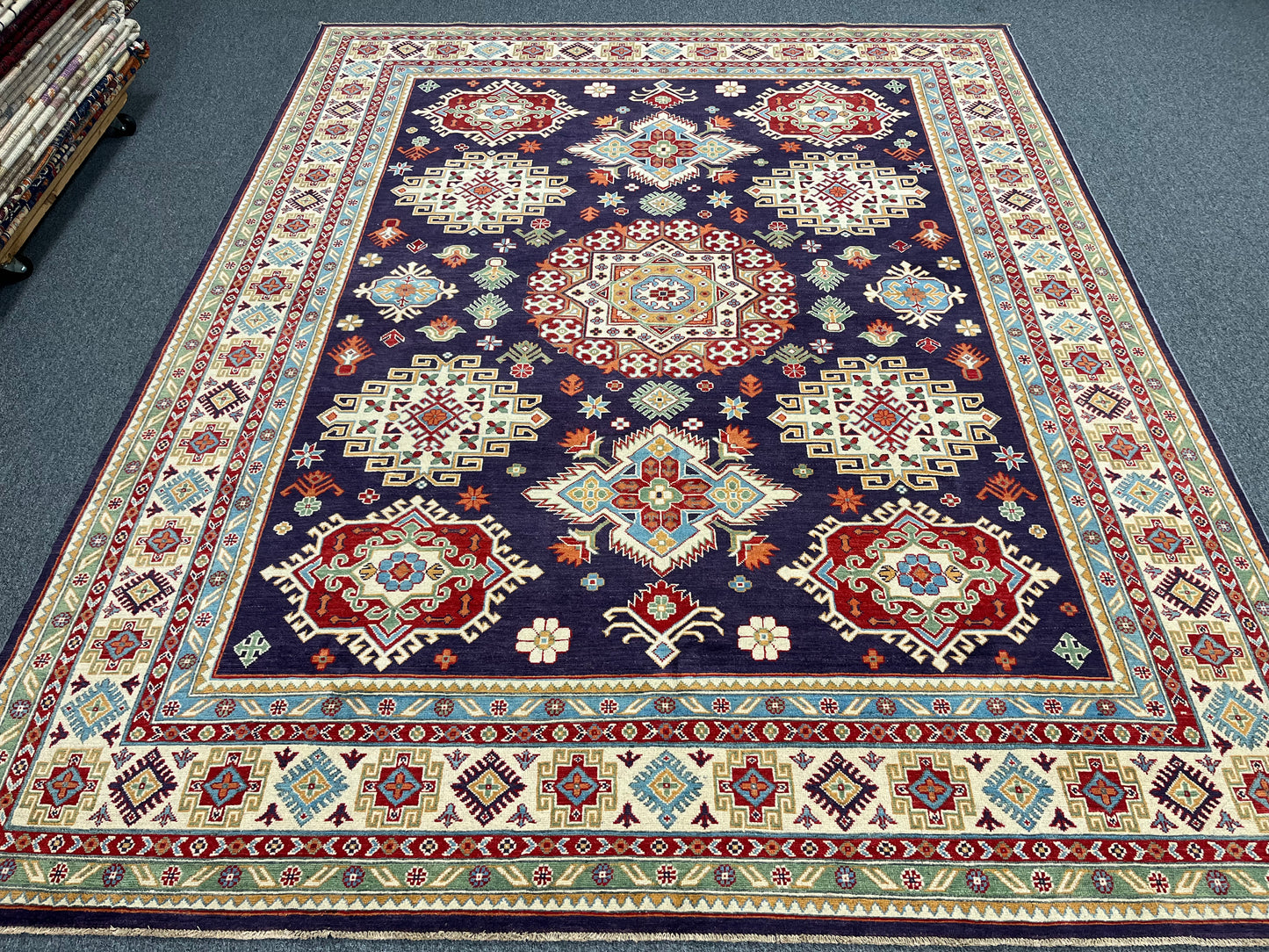 Purple Lavender Kazak 9x12 Hand knotted Wool Rug # 01