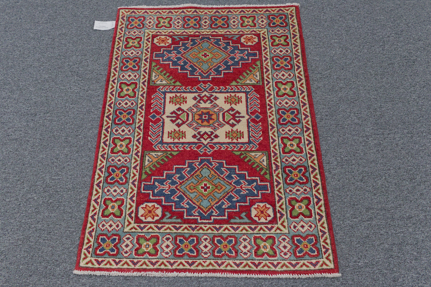 Kazak Red 3X4 Handmade Wool Rug # 13297