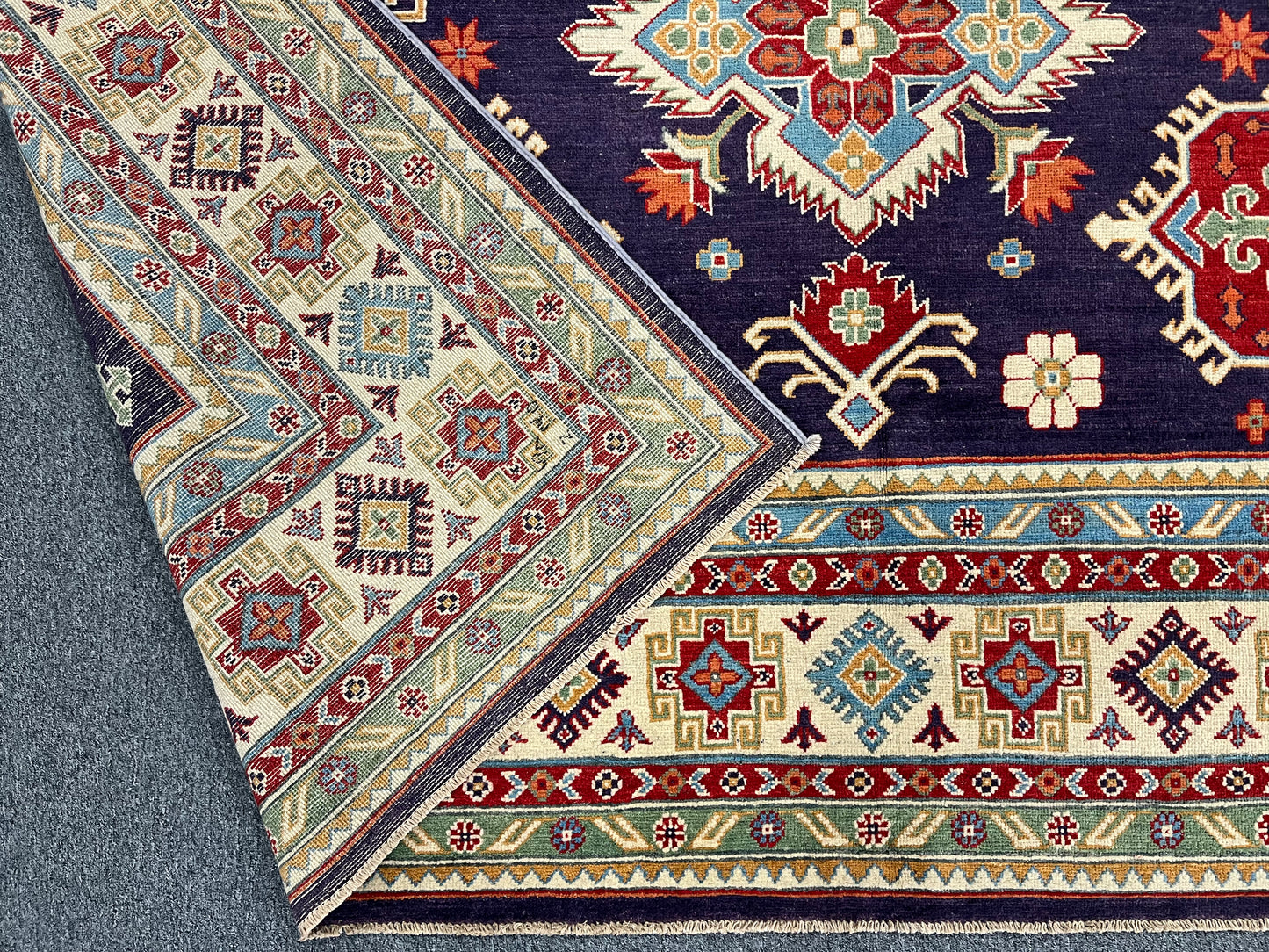 Purple Lavender Kazak 9x12 Hand knotted Wool Rug # 01