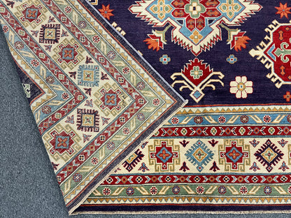 Purple Lavender Kazak 9x12 Hand knotted Wool Rug # 01