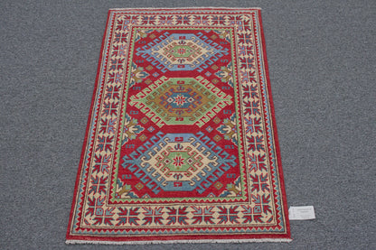 Kazak Red 3X4 Handmade Wool Rug # 13300