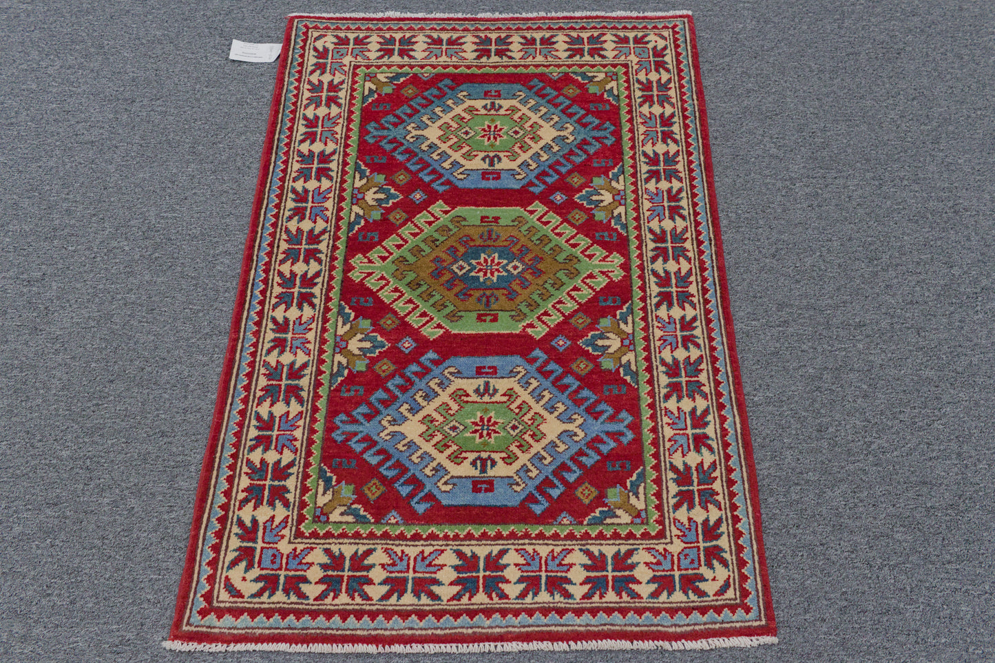 Kazak Red 3X4 Handmade Wool Rug # 13300