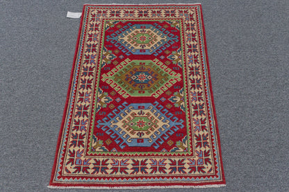 Kazak Red 3X4 Handmade Wool Rug # 13300