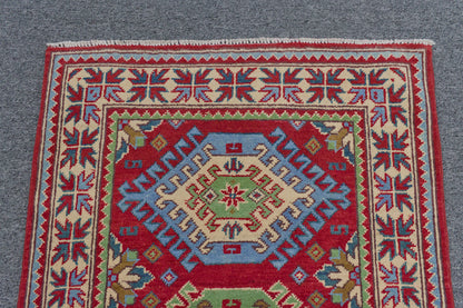 Kazak Red 3X4 Handmade Wool Rug # 13300