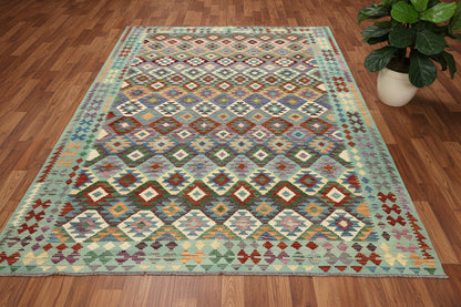 10X13 Maymana Hand-woven Wool Kilim Rug # 14746